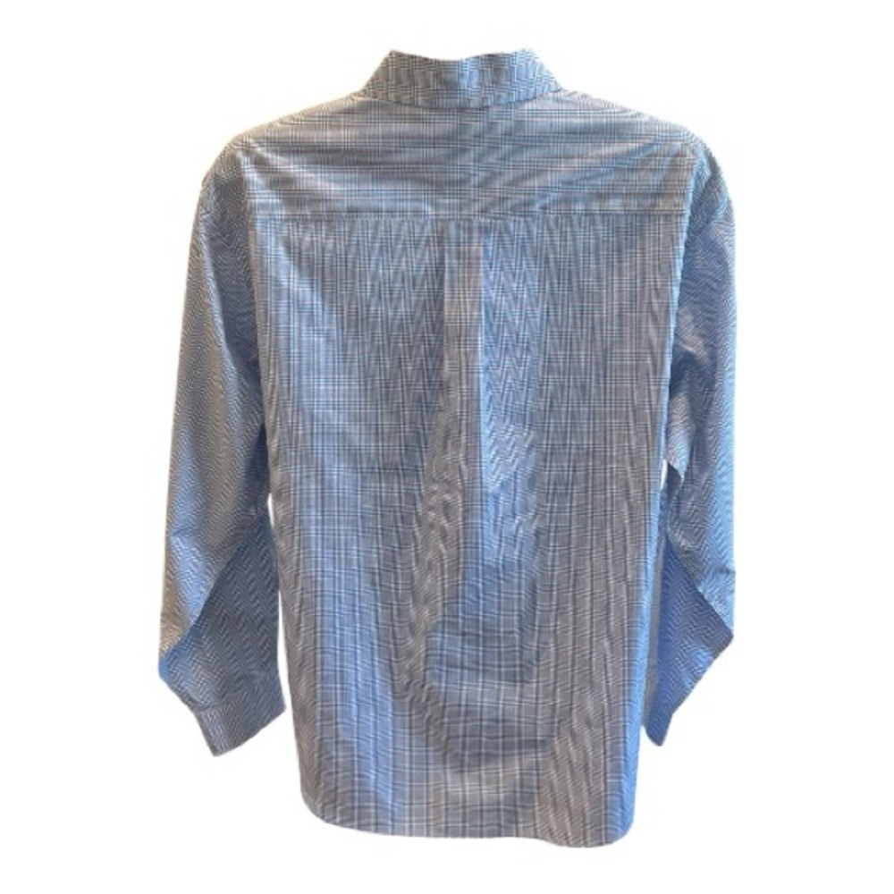 Jos. A. Bank Traveler’s Collection Plaid Dress Shirt Large Blue White Cotton - Picture 4 of 6